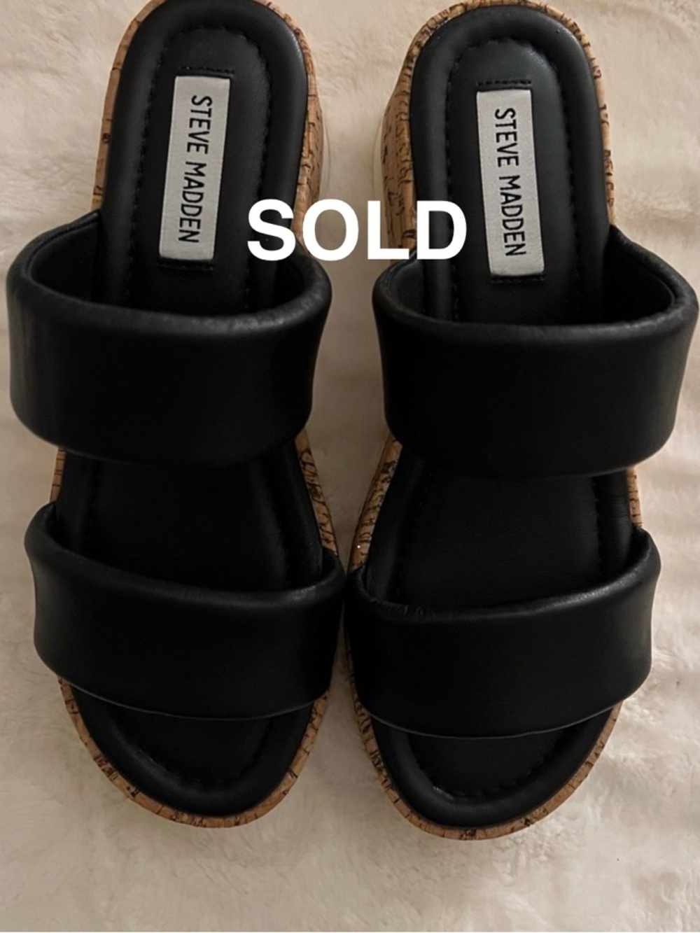 Steve Madden Black Double Strap Sandals